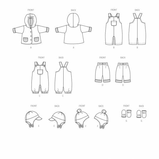 B6969 Butterick Schnittmuster Baby-Winterausstattung