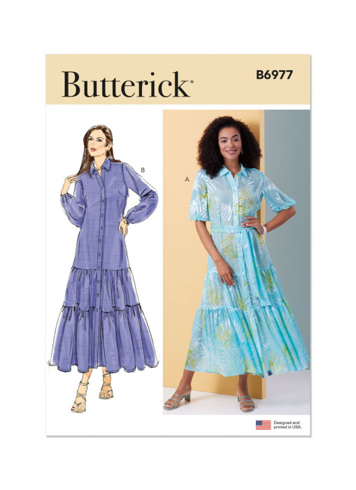 B6977 Butterick Schnittmuster Maxi Hemdblusenkleid