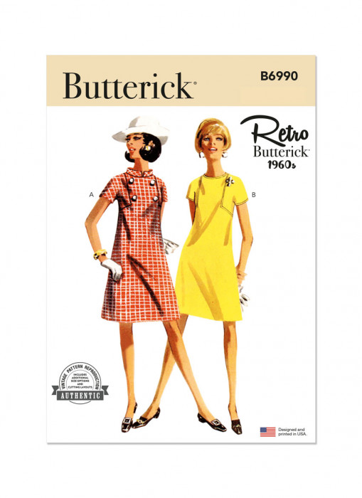 B6990 Butterick Schnittmuster 60er Jahre Retrokleider