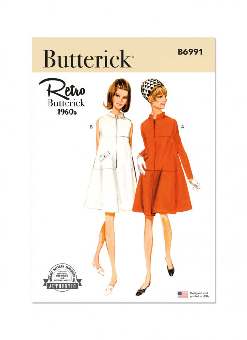 B6991 Butterick Schnittmuster 60er Jahre Vintagekleid