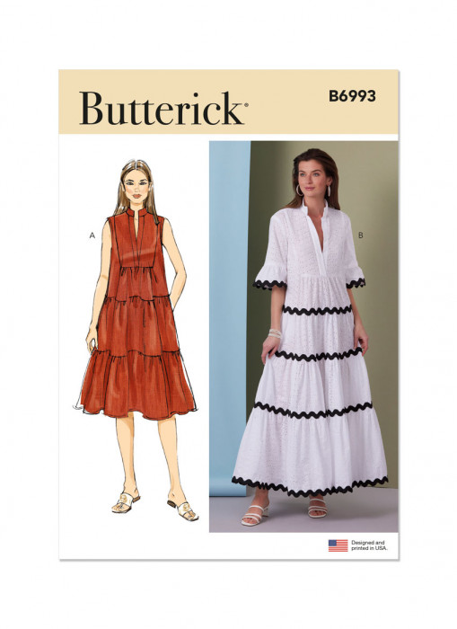 B6993 Butterick Schnittmuster Kleid Maxikleid