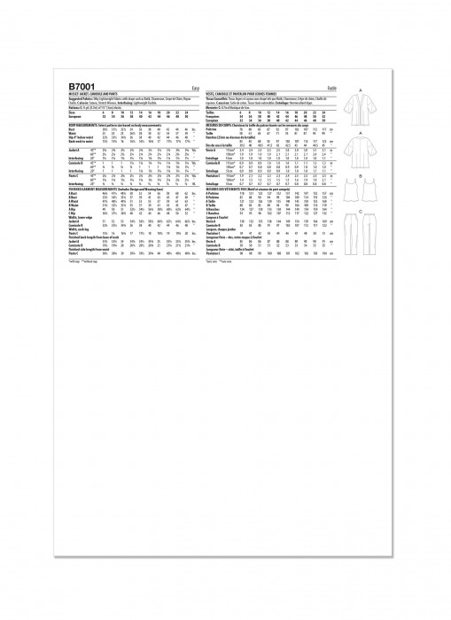 B7001 Butterick Schnittmuster Kombination