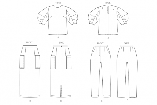 B7002 Butterick Schnittmuster Kombination