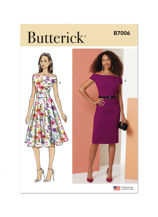 B7006 Butterick Schnittmuster schulterfreies Kleid