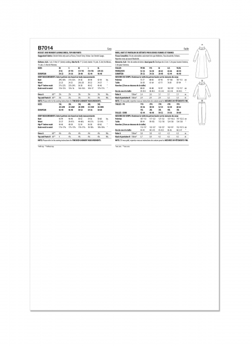 B7014 Butterick Schnittmuster Freizeit-Kombi EASY!