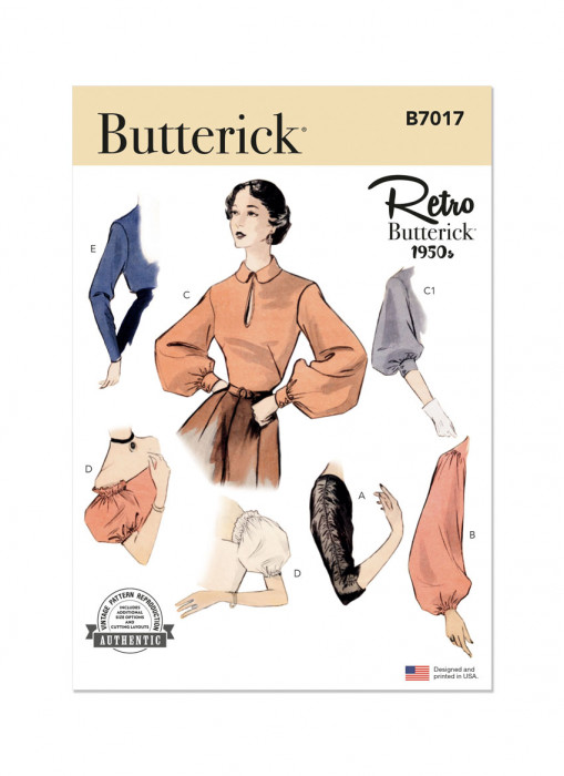 B7017 Butterick Retro Schnittmuster 50er-Jahre Ärmel