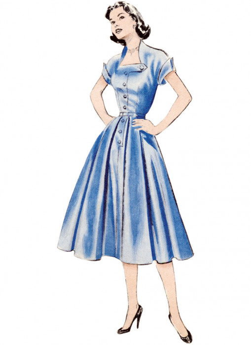 B7019 Butterick Retro Schnittmuster 50er-Jahre Kleid