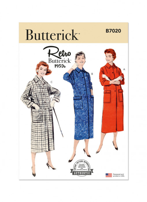 B7020 Butterick Schnittmuster 50er-Jahre Retro-Mantel