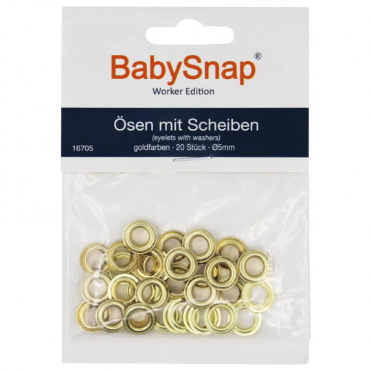 Babysnap Oesen 5mm gold ohne Werkzeug