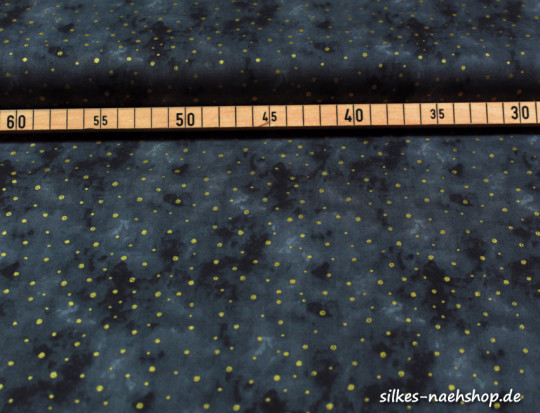 50cm Baumwollstoff BATIK DOTS grau-gold