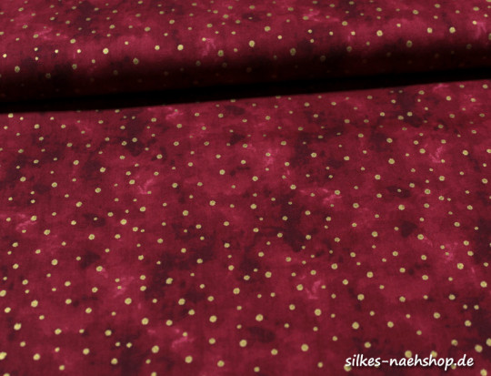 50cm Baumwollstoff BATIK DOTS rot-gold