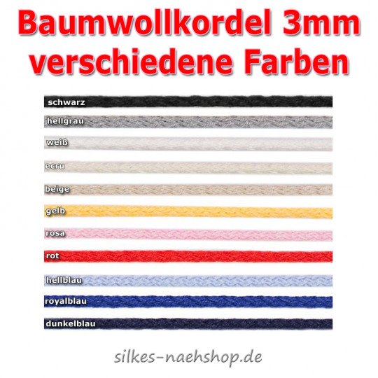 Baumwollkordel 3mm x 2,50m