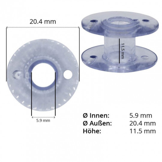 10er-Pack - Unterfadenspulen kunterbunt 11,5mm