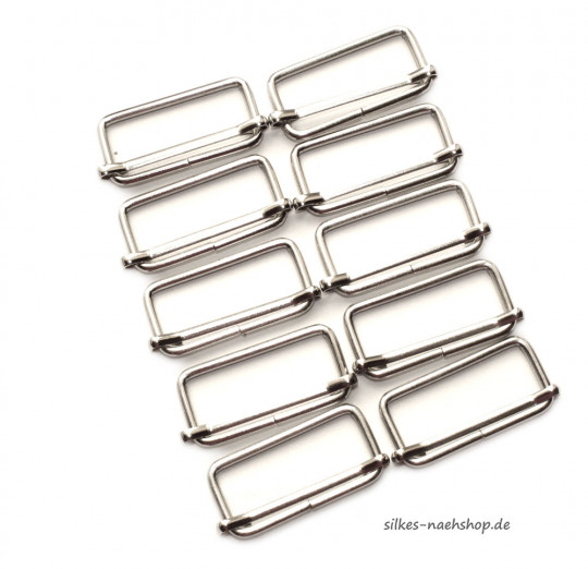 Gurtversteller Schiebeschnalle silber 40mm 10er-Pack