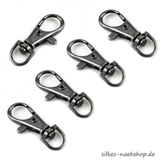 Karabiner mit Rundoese 10mm schwarz 5er-Pack