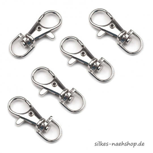 Karabiner mit Rundoese 10mm silber im 5er-Pack