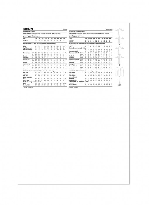 M8439 McCalls Schnittmuster Mantel Weste große Größen