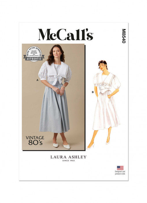 M8540 McCalls Retro Schnittmuster Laura Ashley Kleid