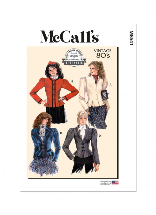 M8541 McCalls Retro Schnittmuster Jacke mit Schößchen