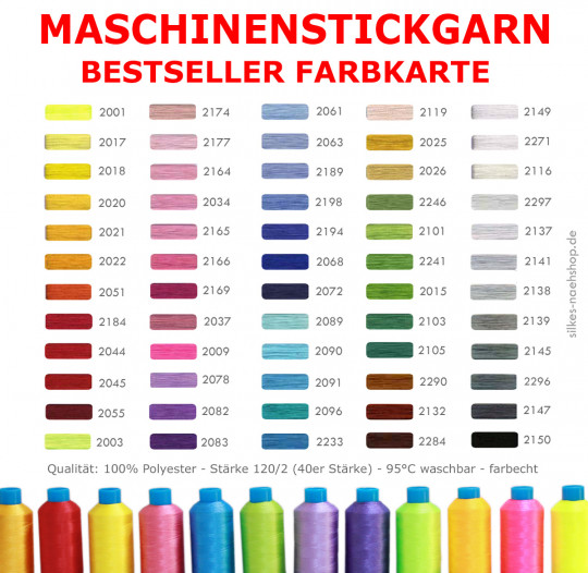 Maschinenstickgarn Polyester 1000m - freie Farbwahl!