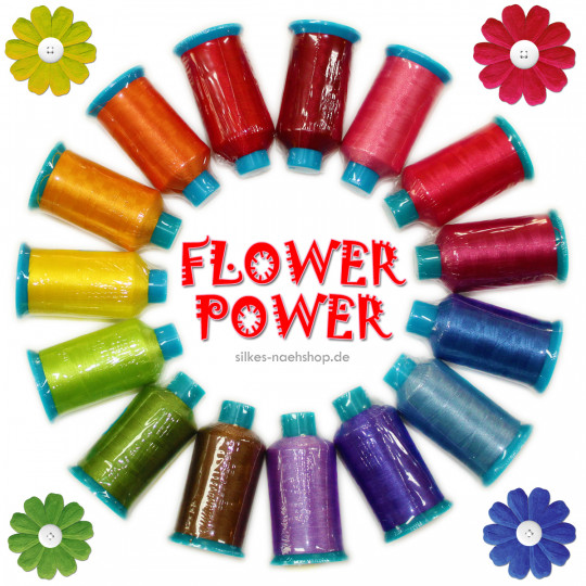 Maschinenstickgarn Set FLOWER POWER Poly 15x1000m