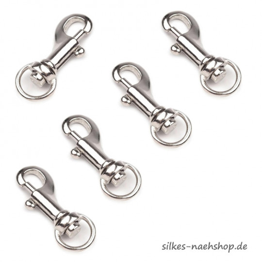 Mini-Bolzenkarabiner 9mm silber im 5er-Pack