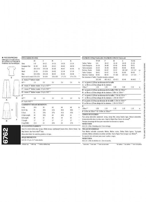 N6762 NewLook Schnittmuster Jersey Kombination XS-XL EASY!