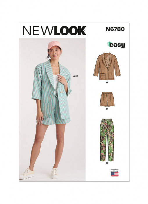 N6780 NewLook Schnittmuster Jacke Shorts Hose 36-48 EASY!