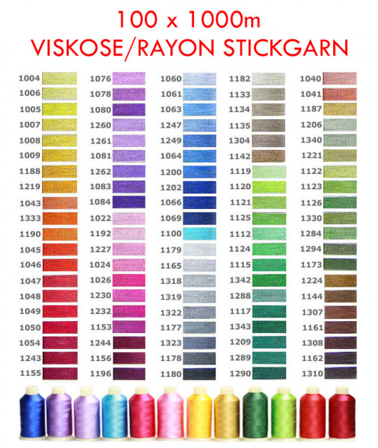 Maschinenstickgarn Set VISKOSE/RAYON 100x1000m