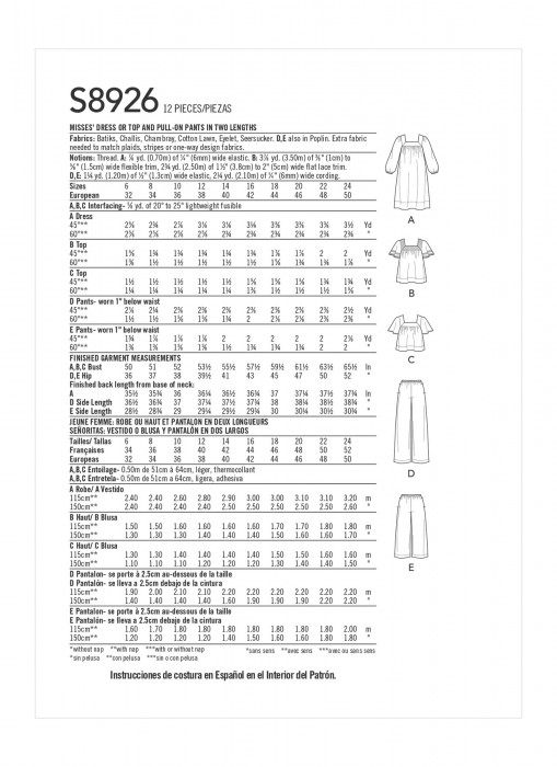 S8926 Simplicity Schnittmuster Kombination