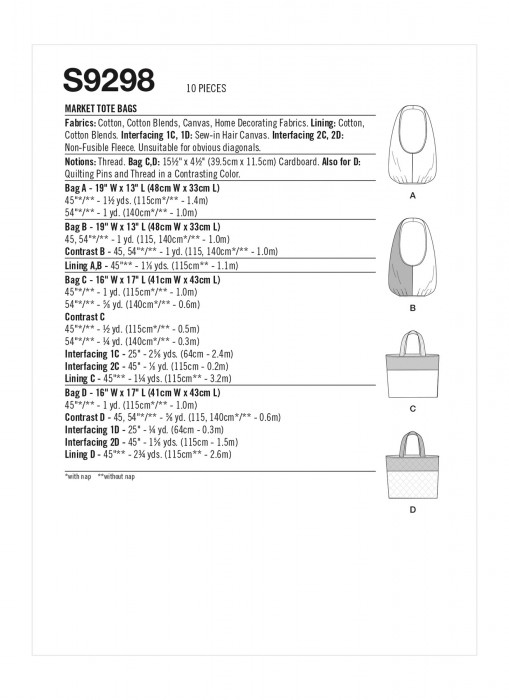 9298 Simplicity Schnittmuster Shopping Taschen