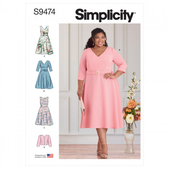 9474 Simplicity Schnittmuster Kleid mit Jacke