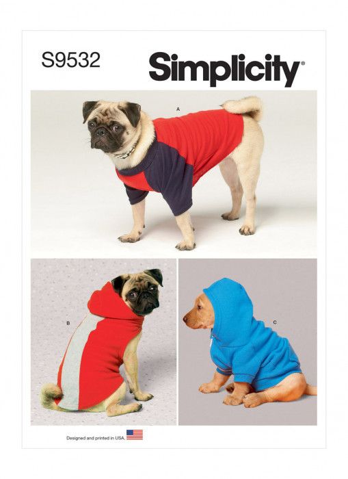 S9532 Simplicity Schnittmuster Hundepullover Hoodie EASY!