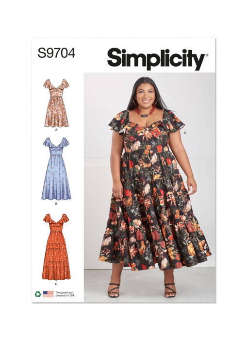 9704 Simplicity Curvy Schnittmuster Sommerkleid