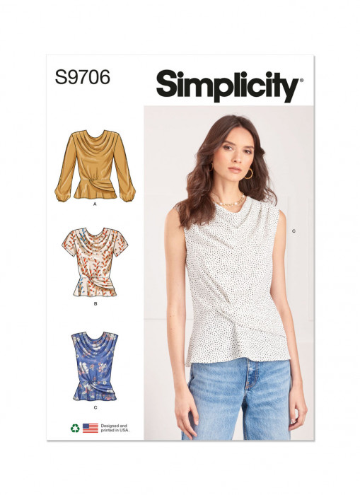 9706 Simplicity Schnittmuster Bluse mit Schößchen