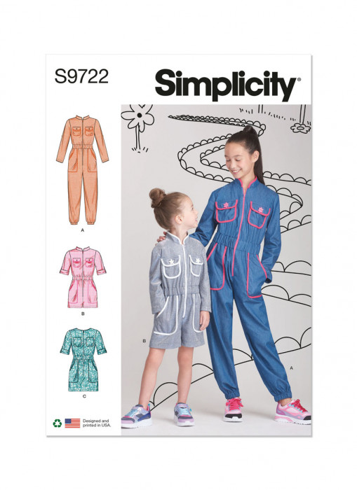 9722 Simplicity Schnittmuster Kinder Overall Kleid