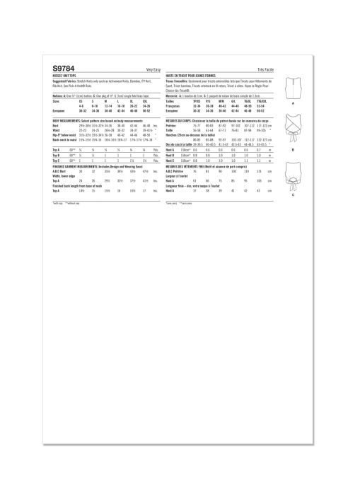 9784 Simplicity Schnittmuster Jerseytops EASY!