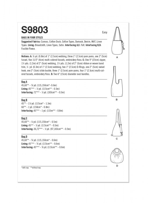 9803 Simplicity Schnittmuster Taschen EASY!