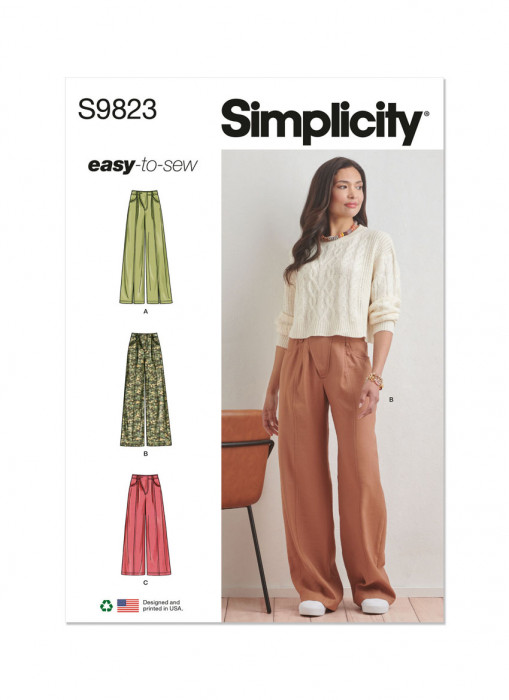 9823 Simplicity Schnittmuster Hose mit weitem Bein EASY!