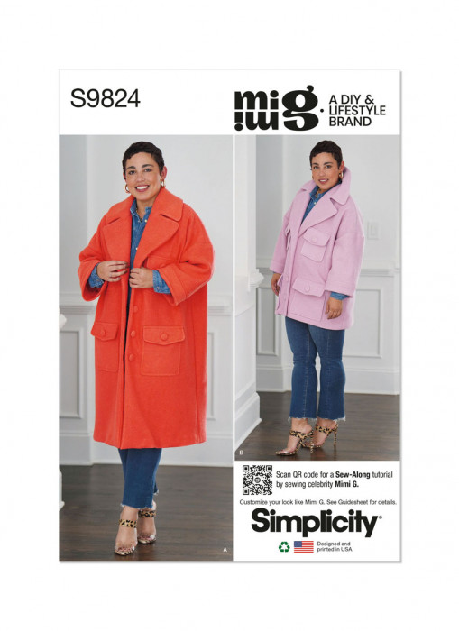 9824 Simplicity Schnittmuster Mantel Jacke