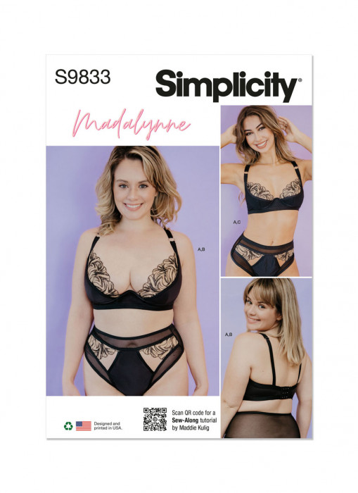 9833 Simplicity Schnittmuster BH Panty Tanga