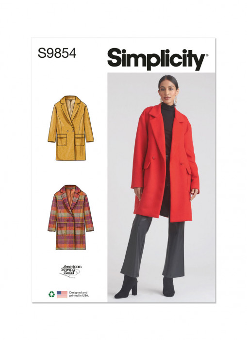 9854 Simplicity Schnittmuster Kurzmantel