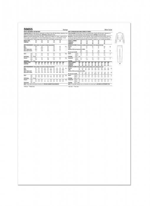 9855 Simplicity Schnittmuster Business Kombination