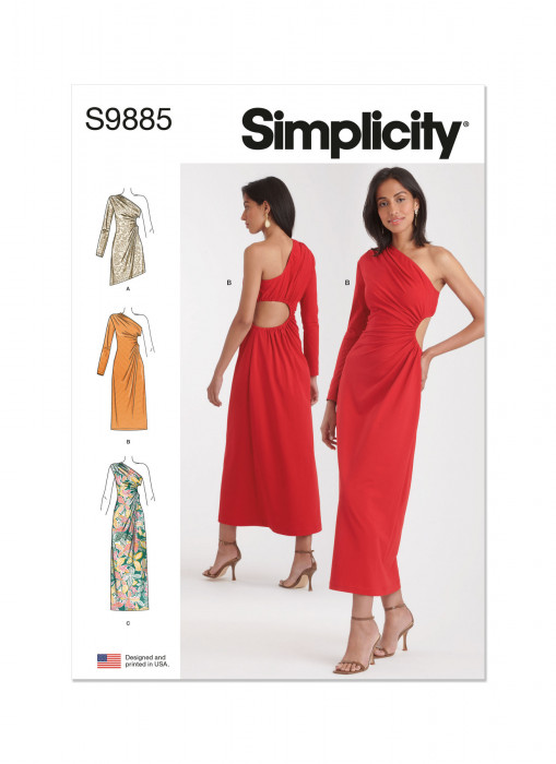 9885 Simplicity Schnittmuster Jerseykleid mit Cut-Outs