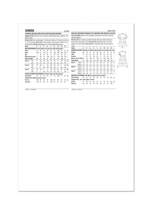 9900 Simplicity Schnittmuster Kinder Sommerkleider