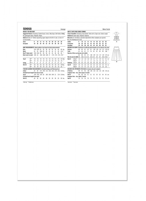 9958 Simplicity Schnittmuster Top Rock