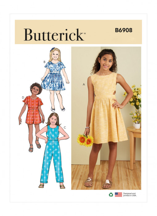 B6908 Butterick Schnittmuster Kinderkleid Overall