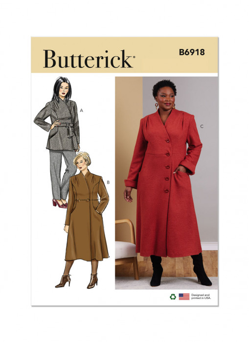 B6918 Butterick Schnittmuster Mantel Jacke