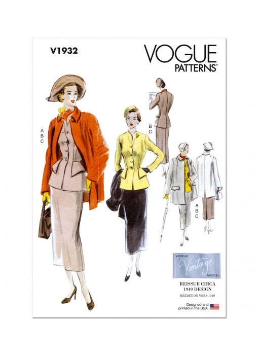 V1932 VOGUE Schnittmuster Vintage Kombination 40er Jahre