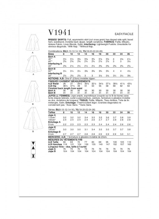 V1941 VOGUE Schnittmuster Röcke